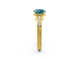 Yellow gold Round Cut Blue Topaz Ring with Milgrain Pavé Band and Four-Prong Setting_14