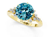 Yellow gold Round Cut Blue Topaz Ring with Side Stones and Four-Prong Setting_37