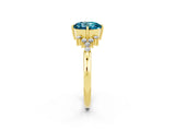 Yellow gold Round Cut Blue Topaz Ring with Side Stones and Four-Prong Setting_38