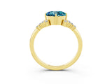 Yellow gold Round Cut Blue Topaz Ring with Side Stones and Four-Prong Setting_39