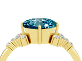 Yellow gold Round Cut Blue Topaz Ring with Side Stones and Four-Prong Setting_40
