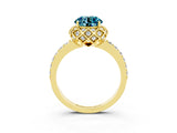 Yellow gold Round Cut Blue Topaz Scalloped Halo Engagement Ring with Round Shared Prong Band_27