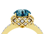 Yellow gold Round Cut Blue Topaz Scalloped Halo Engagement Ring with Round Shared Prong Band_28
