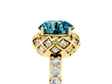 Yellow gold Round Cut Blue Topaz Scalloped Halo Engagement Ring with Round Shared Prong Band_29