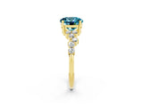 Yellow gold Round Cut Blue Topaz Scattered Round Accent Ring with Prong Setting_14