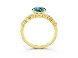 Yellow gold Round Cut Blue Topaz Scattered Round Accent Ring with Prong Setting_15