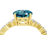Yellow gold Round Cut Blue Topaz Scattered Round Accent Ring with Prong Setting_16