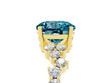 Yellow gold Round Cut Blue Topaz Scattered Round Accent Ring with Prong Setting_17