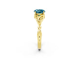 Yellow gold Round Cut Blue Topaz Solitaire Celtic Knot Ring with Four-Prong Setting_14