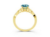 Yellow gold Round Cut Blue Topaz Solitaire Celtic Knot Ring with Four-Prong Setting_15