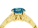 Yellow gold Round Cut Blue Topaz Solitaire Celtic Knot Ring with Four-Prong Setting_16