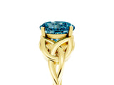 Yellow gold Round Cut Blue Topaz Solitaire Celtic Knot Ring with Four-Prong Setting_17