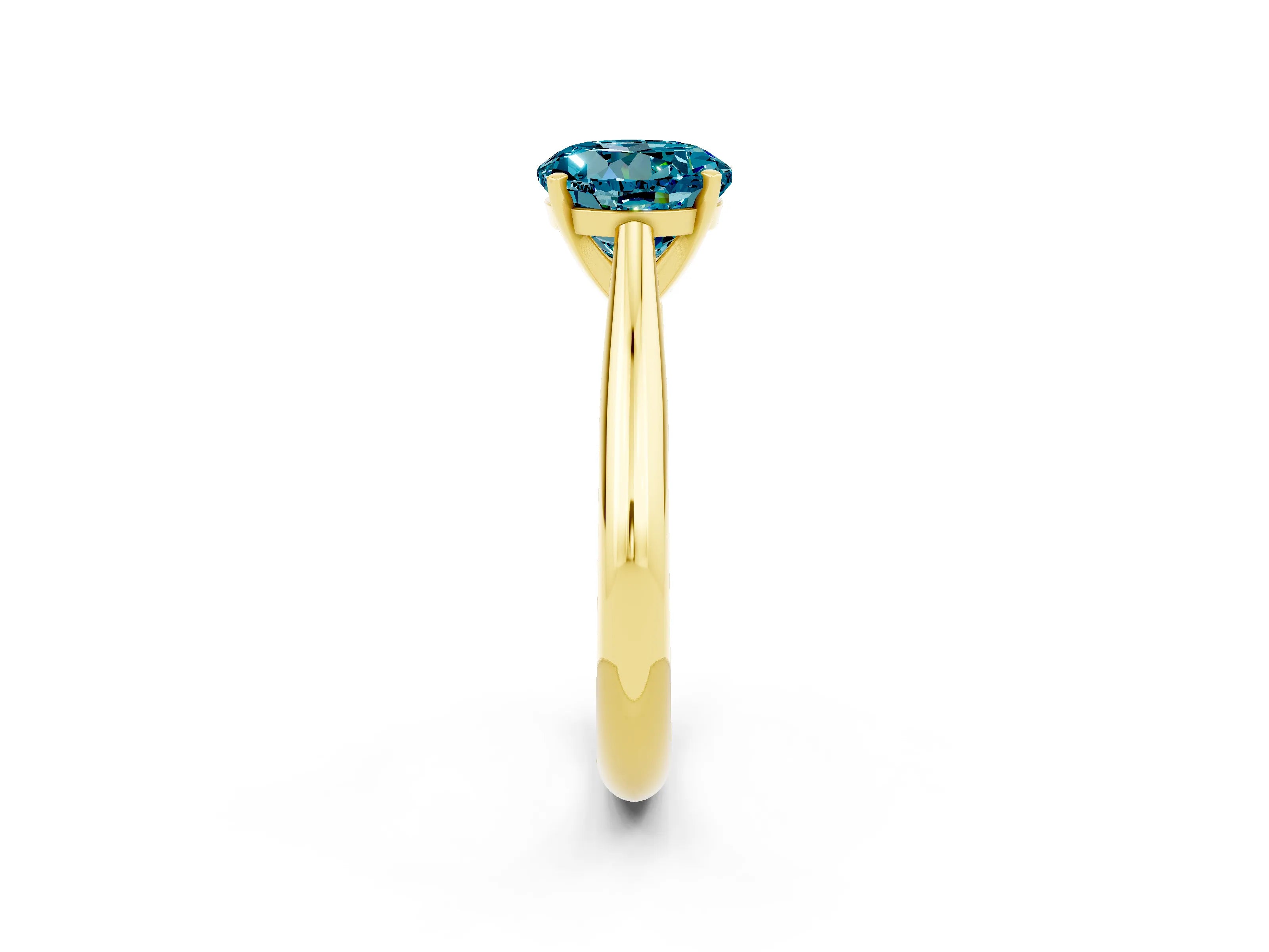 Yellow gold Round Cut Blue Topaz Solitaire Engagement Ring with Cathedral Setting and Four-Prong Mount_14