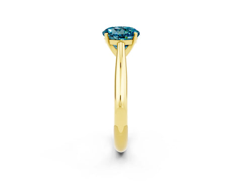 Yellow gold Round Cut Blue Topaz Solitaire Engagement Ring with Cathedral Setting and Four-Prong Mount_14