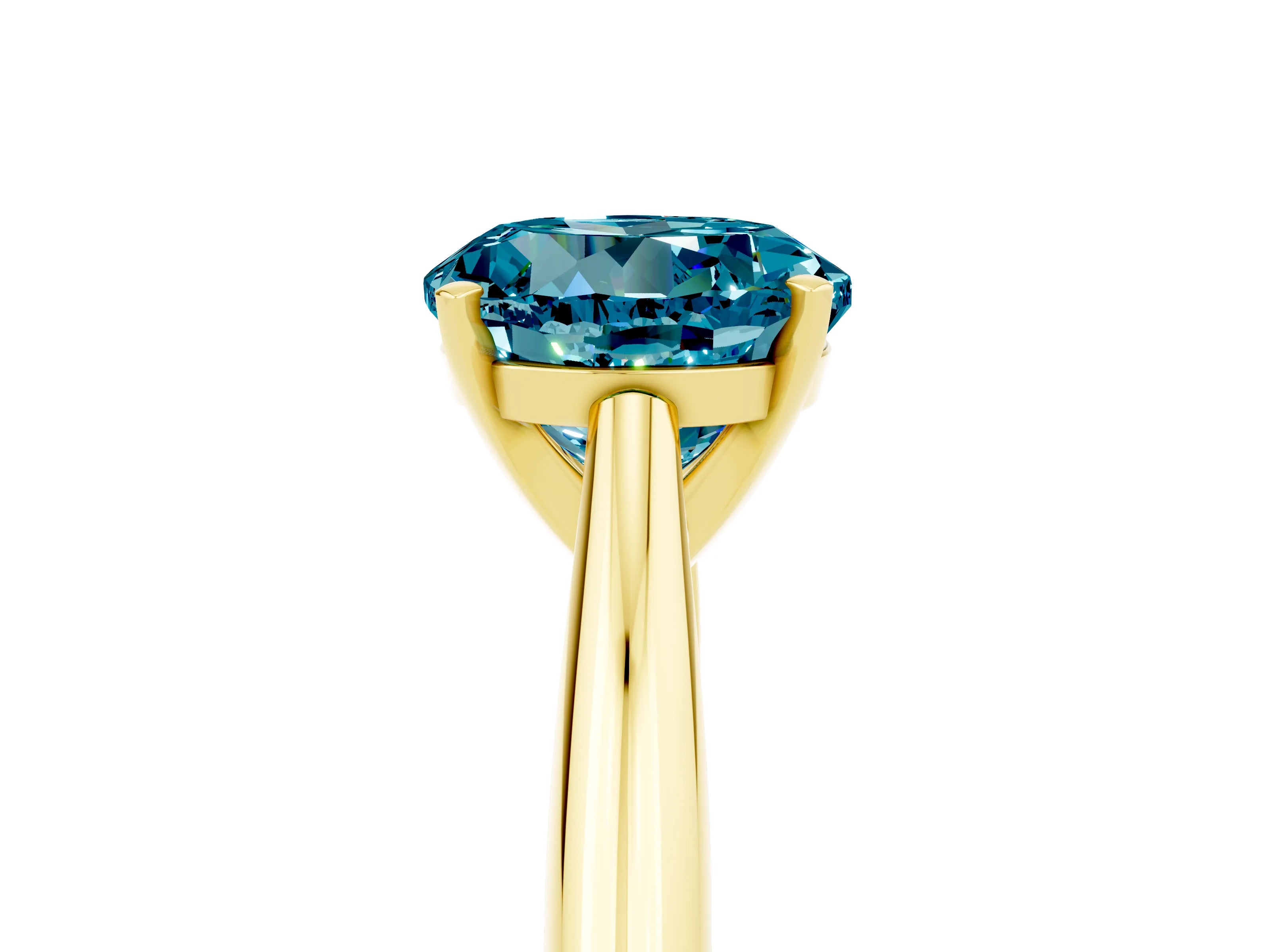 Yellow gold Round Cut Blue Topaz Solitaire Engagement Ring with Cathedral Setting and Four-Prong Mount_17