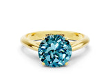 Yellow gold Round Cut Blue Topaz Solitaire Engagement Ring with Cathedral Setting and Four-Prong Mount_24