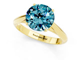 Yellow gold Round Cut Blue Topaz Solitaire Engagement Ring with Cathedral Setting and Four-Prong Mount_25