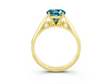 Yellow gold Round Cut Blue Topaz Solitaire Engagement Ring with Cathedral Setting and Four-Prong Mount_27
