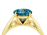 Yellow gold Round Cut Blue Topaz Solitaire Engagement Ring with Cathedral Setting and Four-Prong Mount_28