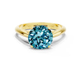 Yellow gold Round Cut Blue Topaz Solitaire Engagement Ring with Cathedral Setting and Four-Prong Mount_78