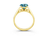 Yellow gold Round Cut Blue Topaz Solitaire Engagement Ring with Cathedral Setting and Four-Prong Mount_81
