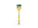 Yellow gold Round Cut Blue Topaz Solitaire Engagement Ring with Celtic Knot Band and Four-Prong Setting_2