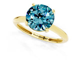 Yellow gold Round Cut Blue Topaz Solitaire Engagement Ring with Classic Band and Four-Prong Setting_25
