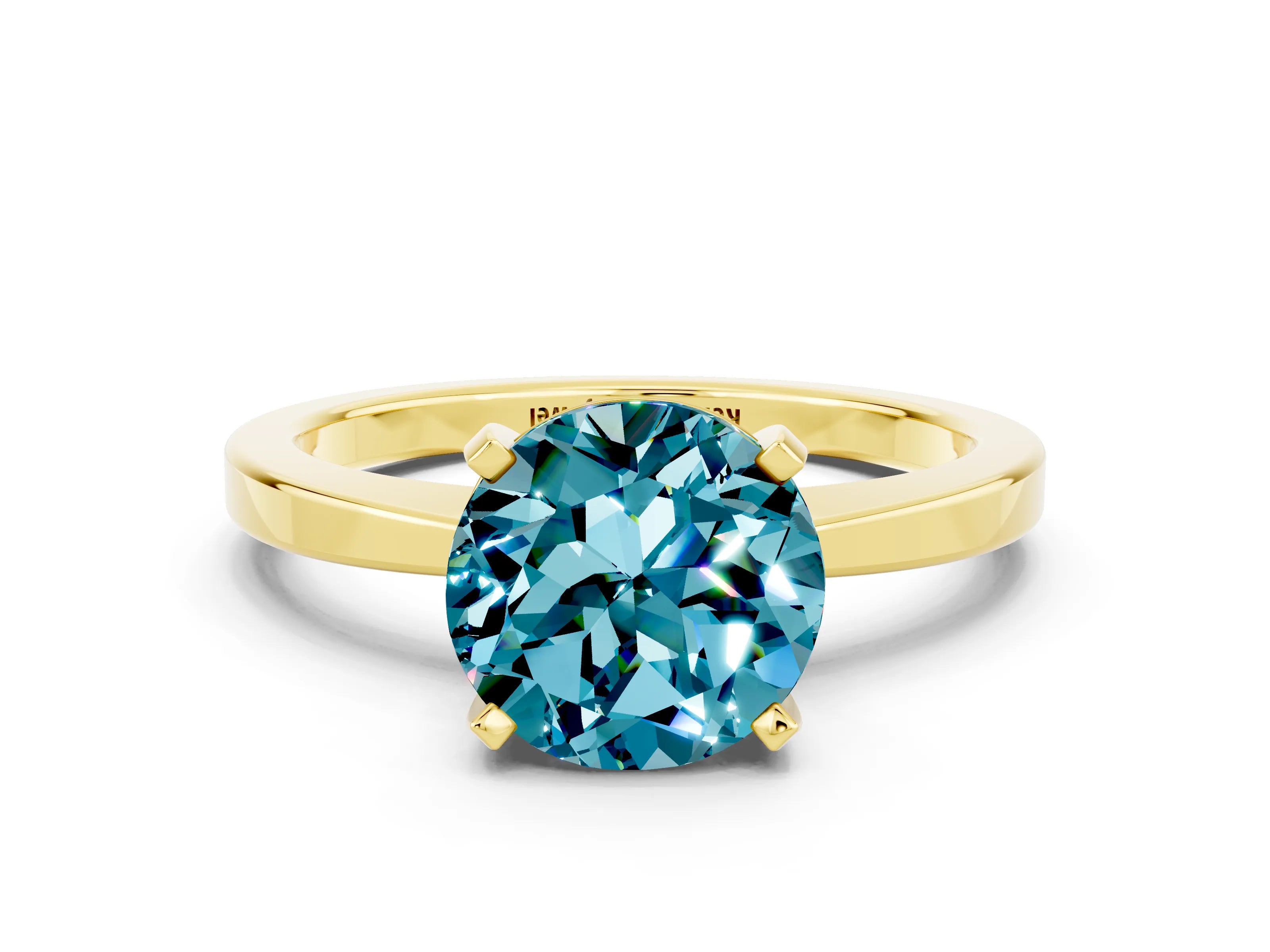 Yellow gold Round Cut Blue Topaz Solitaire Engagement Ring with Classic Band and Four-Prong Setting_36