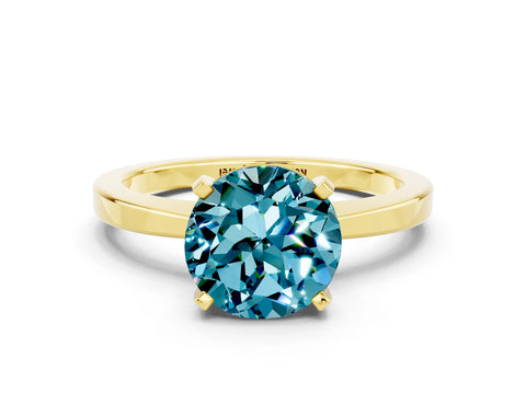 Yellow gold Round Cut Blue Topaz Solitaire Engagement Ring with Classic Band and Four-Prong Setting_36