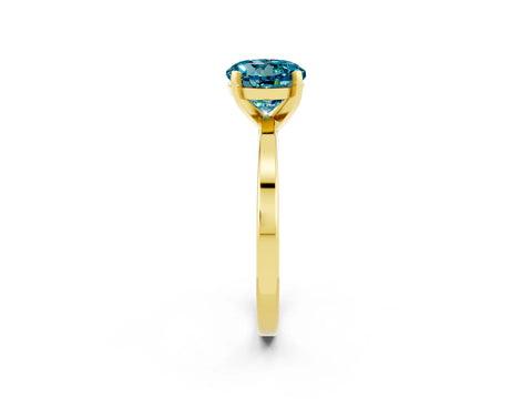 Yellow gold Round Cut Blue Topaz Solitaire Engagement Ring with Classic Band and Four-Prong Setting_38