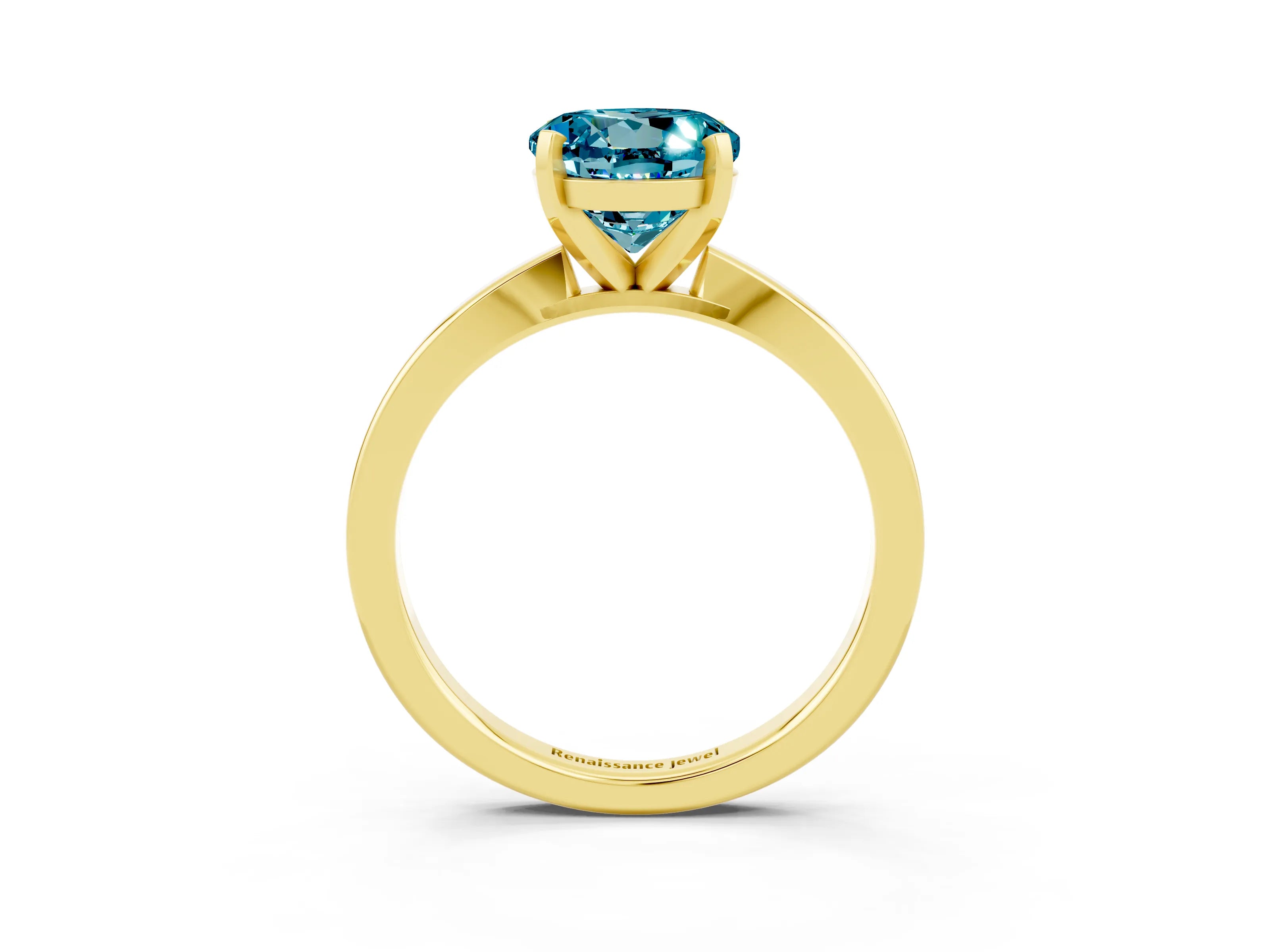Yellow gold Round Cut Blue Topaz Solitaire Engagement Ring with Classic Band and Four-Prong Setting_39