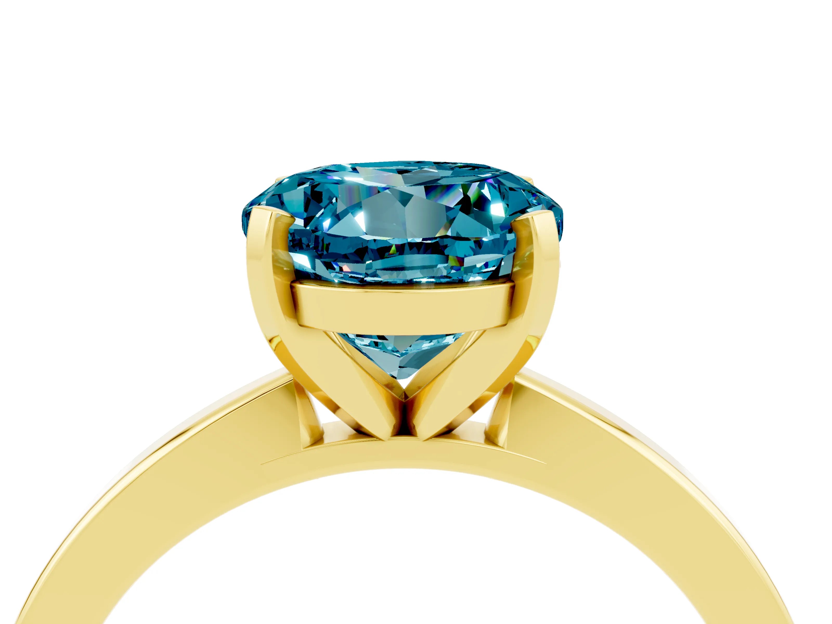Yellow gold Round Cut Blue Topaz Solitaire Engagement Ring with Classic Band and Four-Prong Setting_40
