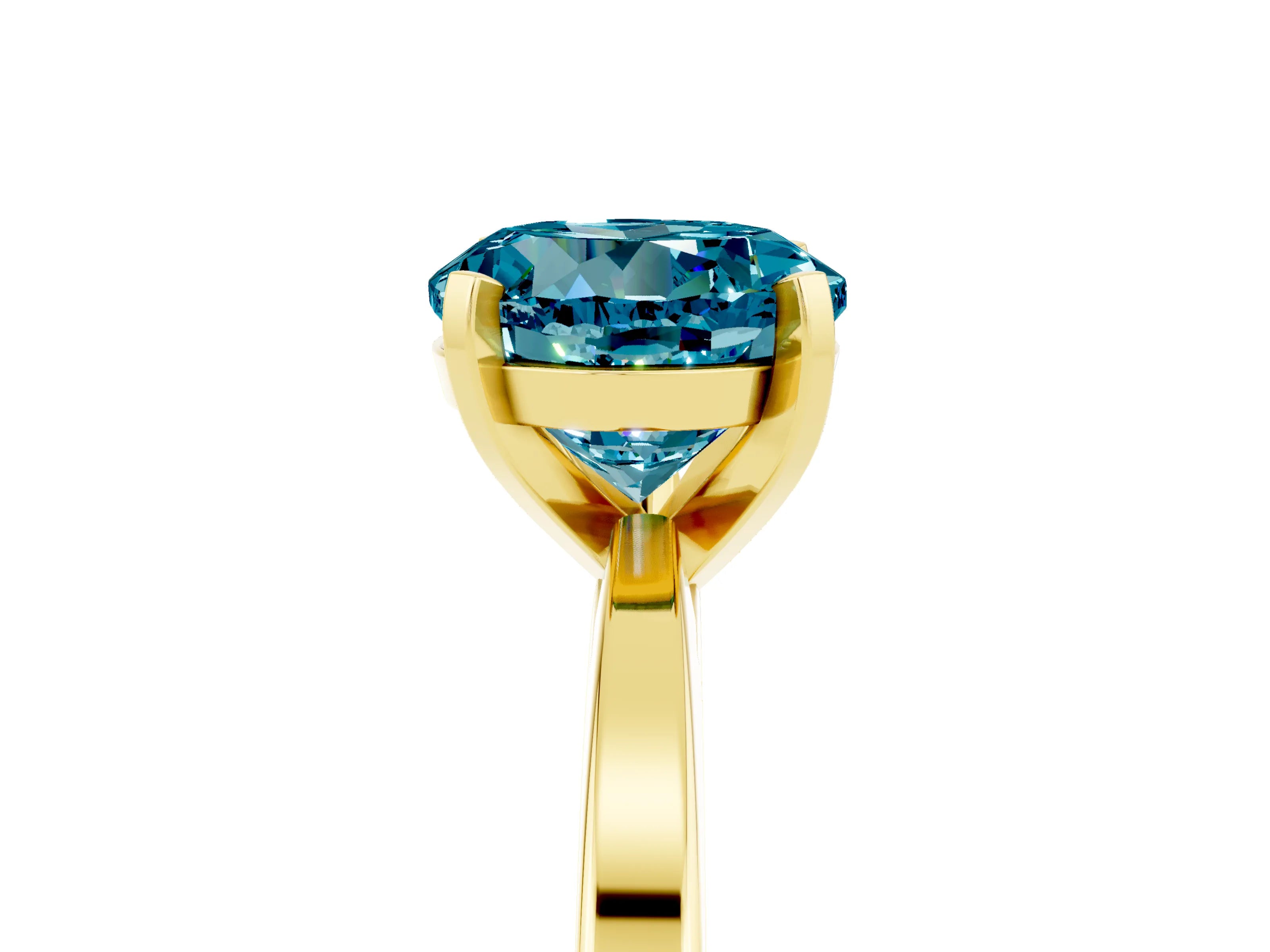 Yellow gold Round Cut Blue Topaz Solitaire Engagement Ring with Classic Band and Four-Prong Setting_41