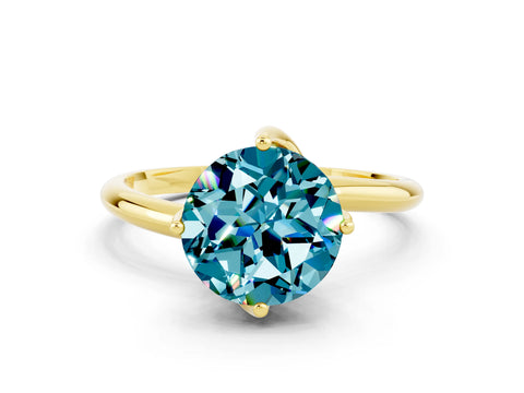 Yellow gold Round Cut Blue Topaz Solitaire Engagement Ring with Four-Prong Setting and Classic Band_12