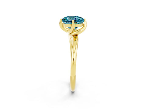 Yellow gold Round Cut Blue Topaz Solitaire Engagement Ring with Four-Prong Setting and Classic Band_14