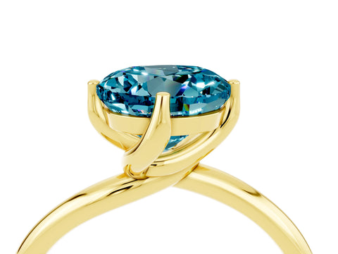 Yellow gold Round Cut Blue Topaz Solitaire Engagement Ring with Four-Prong Setting and Classic Band_16