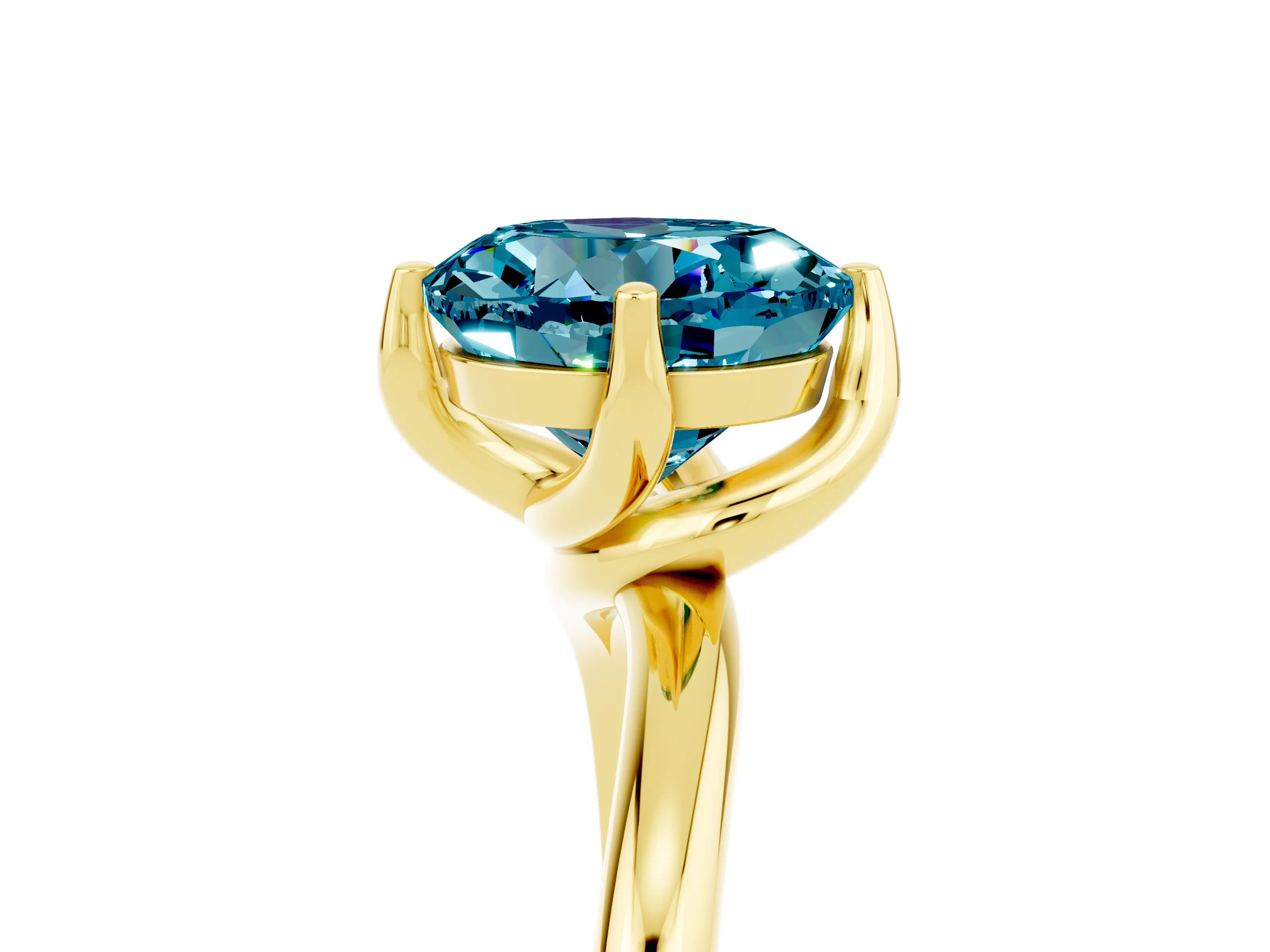 Yellow gold Round Cut Blue Topaz Solitaire Engagement Ring with Four-Prong Setting and Classic Band_17