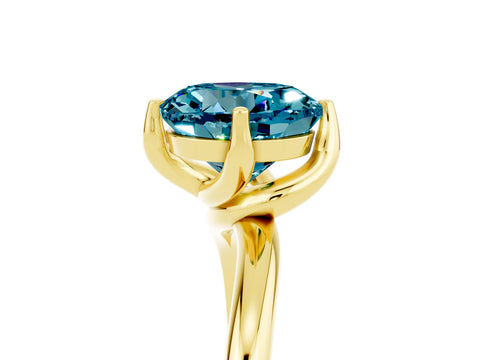 Yellow gold Round Cut Blue Topaz Solitaire Engagement Ring with Four-Prong Setting and Classic Band_17