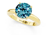 Yellow gold Round Cut Blue Topaz Solitaire Engagement Ring with Round Band and Four-Prong Setting_1