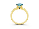 Yellow gold Round Cut Blue Topaz Solitaire Engagement Ring with Round Band and Four-Prong Setting_3
