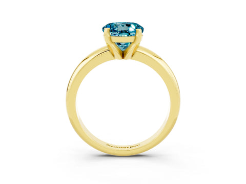 Yellow gold Round Cut Blue Topaz Solitaire Engagement Ring with Round Band and Four-Prong Setting_3