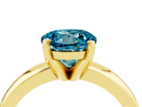 Yellow gold Round Cut Blue Topaz Solitaire Engagement Ring with Round Band and Four-Prong Setting_4