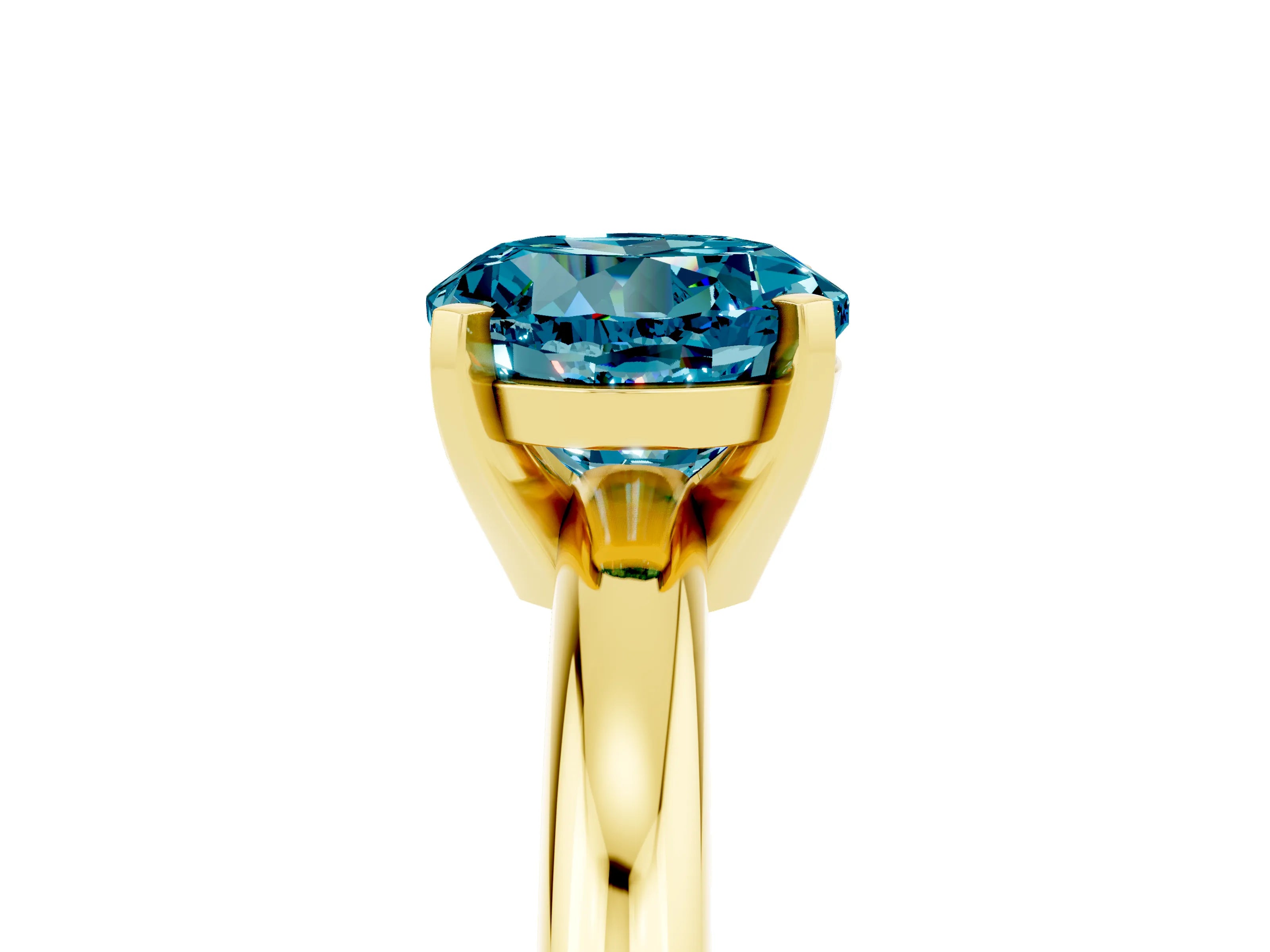 Yellow gold Round Cut Blue Topaz Solitaire Engagement Ring with Round Band and Four-Prong Setting_5