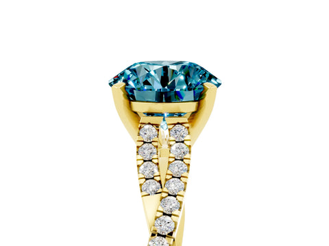 Yellow gold Round Cut Blue Topaz Solitaire Engagement Ring with Twisted Pavé Band and Four-Prong Setting_17