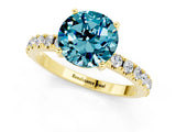 Yellow gold Round Cut Blue Topaz Solitaire Pavé Band with Four-Prong Setting_1