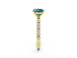 Yellow gold Round Cut Blue Topaz Solitaire Pavé Band with Four-Prong Setting_2