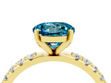 Yellow gold Round Cut Blue Topaz Solitaire Pavé Band with Four-Prong Setting_4