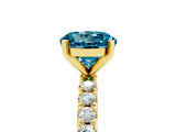 Yellow gold Round Cut Blue Topaz Solitaire Pavé Band with Four-Prong Setting_5