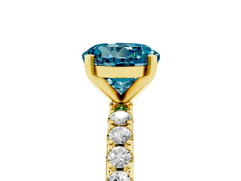 Yellow gold Round Cut Blue Topaz Solitaire Pavé Band with Four-Prong Setting_5
