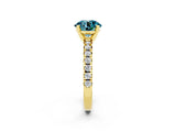 Yellow gold Round Cut Blue Topaz Solitaire Pavé Engagement Ring with Round Band and Prong Setting_14
